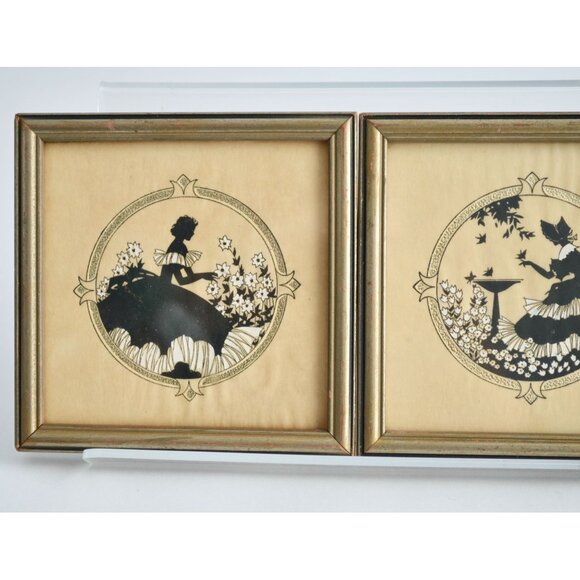 Buzza Company Craftacres Minneapolis MN Reverse Silhouette Prints Framed Lot 2 - Picture 2 of 5